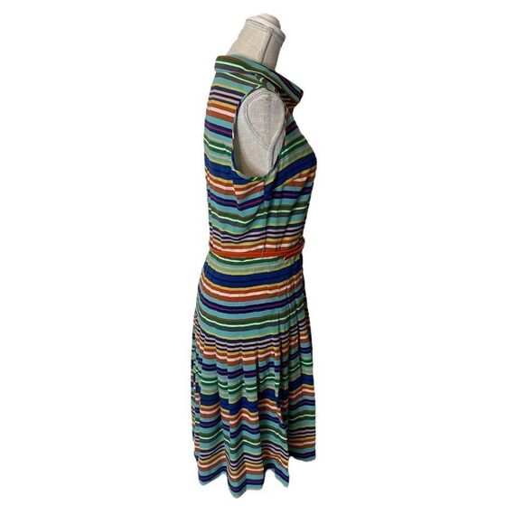 Calvin Klein Bright Stripe Pleated Dress Size 8 - Picture 7 of 17